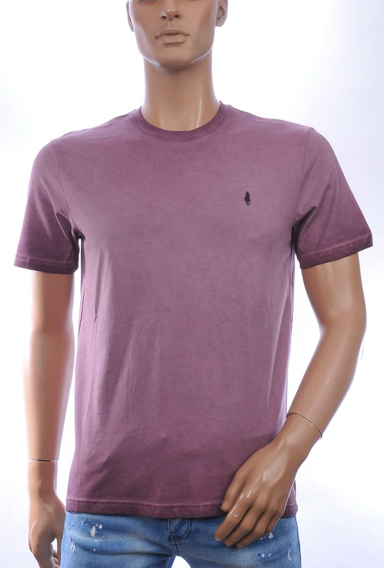 CLUB JU Vintage Ronde Hals Effen Heren T-Shirt - Bordeaux