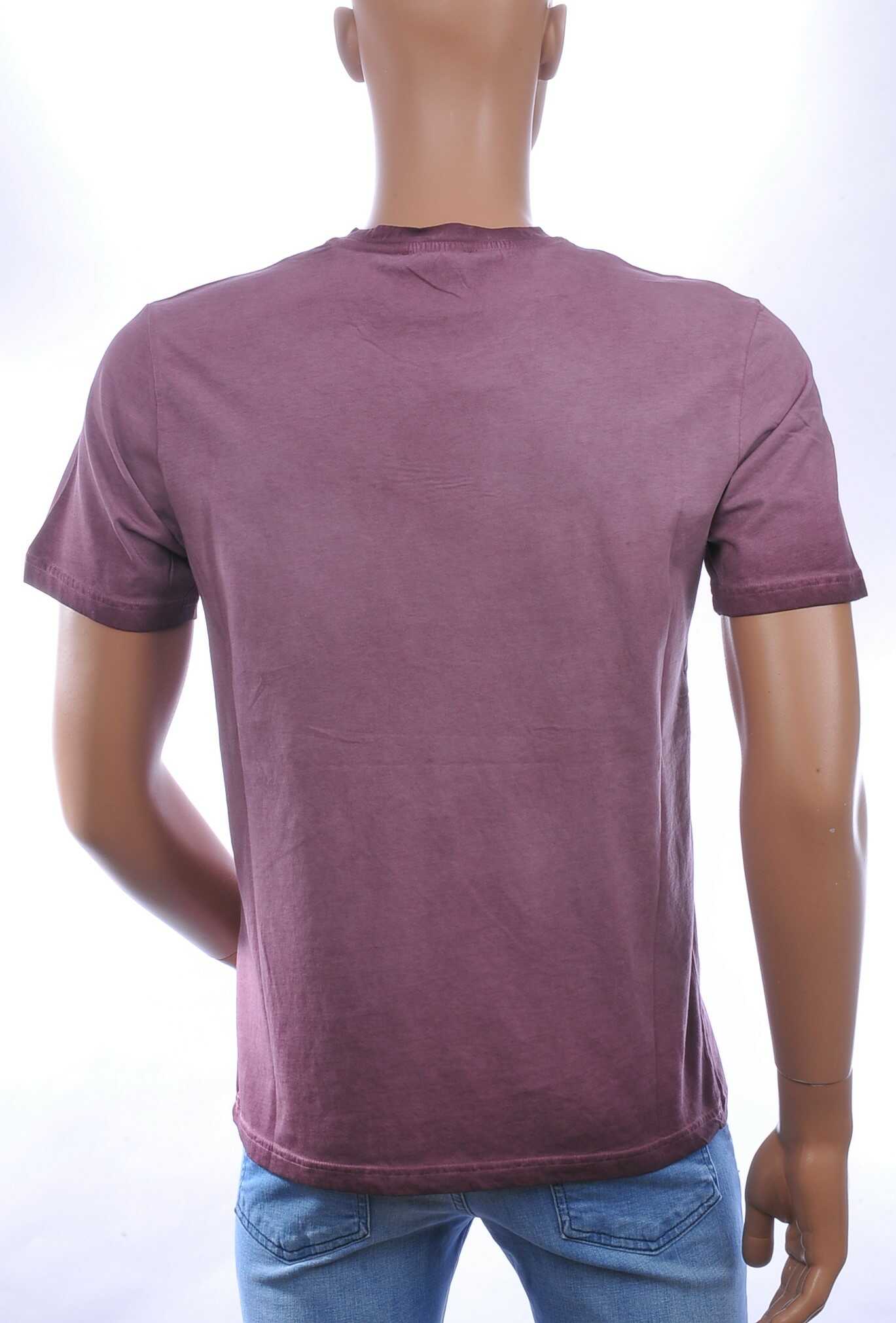 CLUB JU Vintage Ronde Hals Effen Heren T-Shirt - Bordeaux