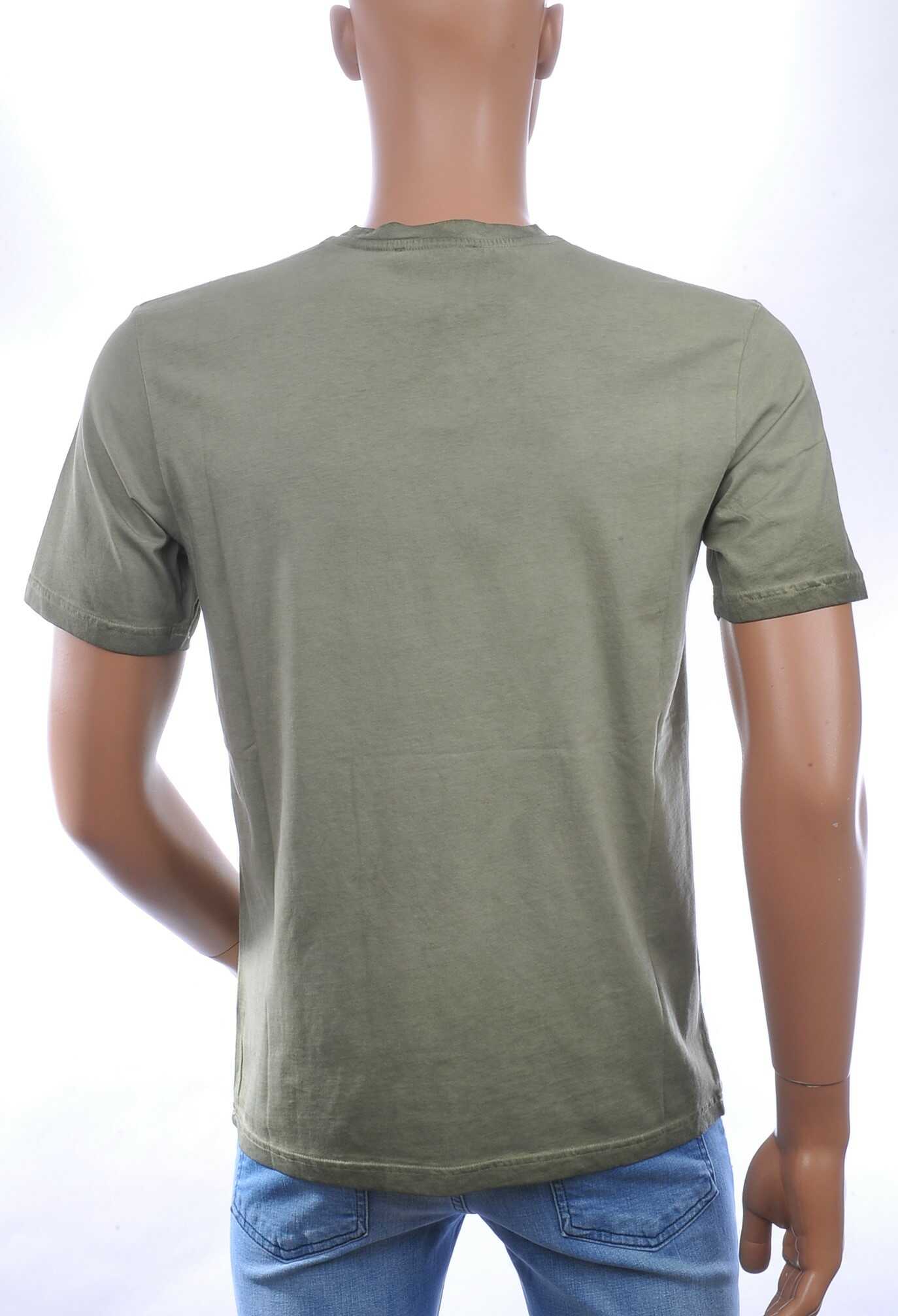 CLUB JU Vintage Ronde Hals Effen Heren T-Shirt - Khaki