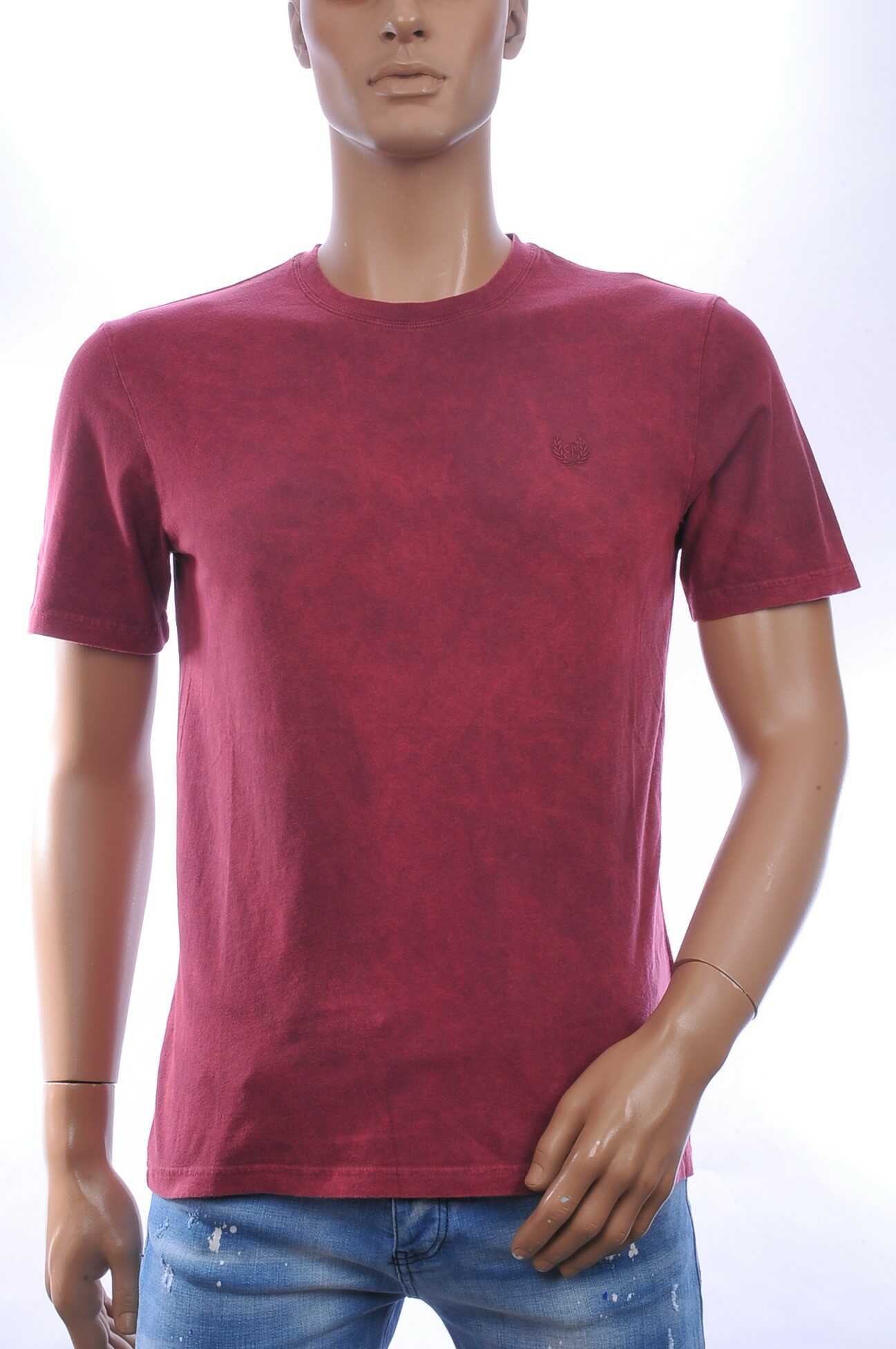 CLUB JU Vintage Ronde Hals Effen Heren T-Shirt - Bordeaux