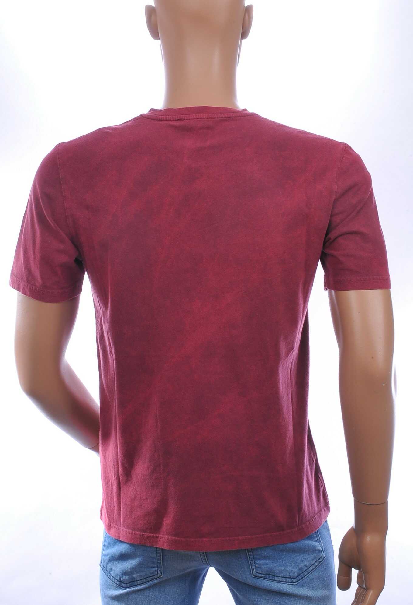 CLUB JU Vintage Ronde Hals Effen Heren T-Shirt - Bordeaux