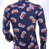 CORRINO Italiaans Slim Fit Heren Overhemd met Allover Paardenbloem Print – Navy Blauw
