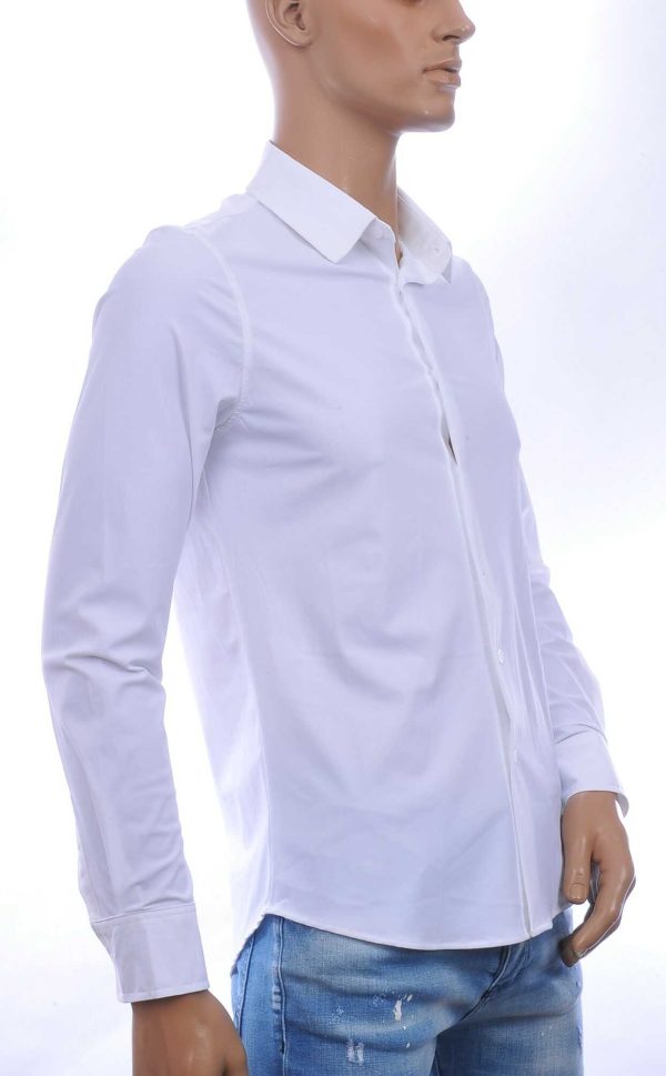 FRILIVIN Italiaans Getailleerd Slim Fit Zijde Overhemd voor Heren – Wit
