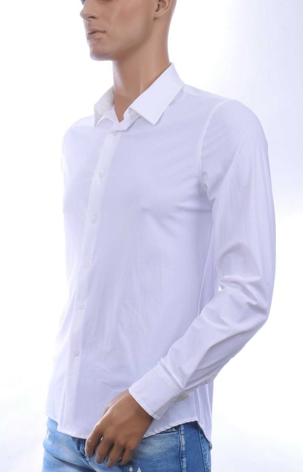 FRILIVIN Italiaans Getailleerd Slim Fit Zijde Overhemd voor Heren – Wit