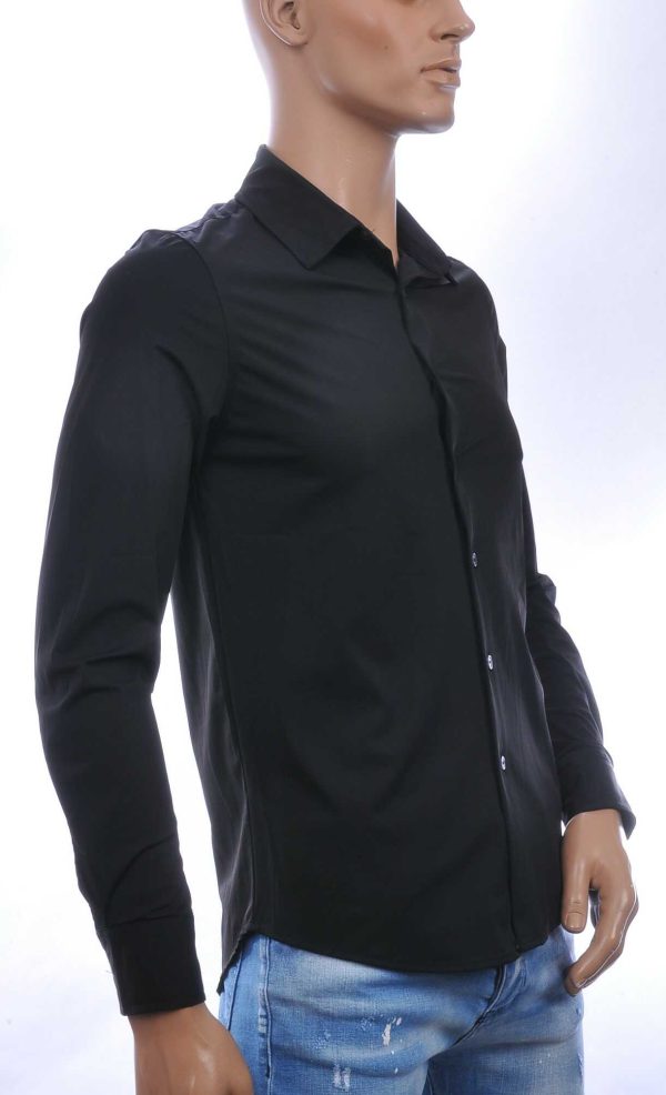 FRILIVIN Italiaans Getailleerd Slim Fit Zijde Overhemd voor Heren – Zwart