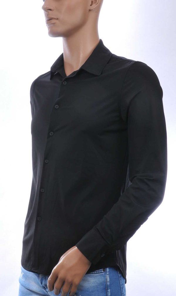 FRILIVIN Italiaans Getailleerd Slim Fit Zijde Overhemd voor Heren – Zwart