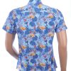 Ferlucci Slim Fit Hawaii Heren Overhemd met Korte Mouwen – Blauw