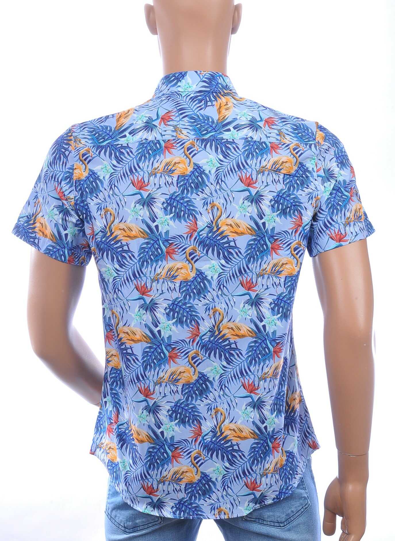 Ferlucci Slim Fit Hawaii Heren Overhemd met Korte Mouwen – Blauw