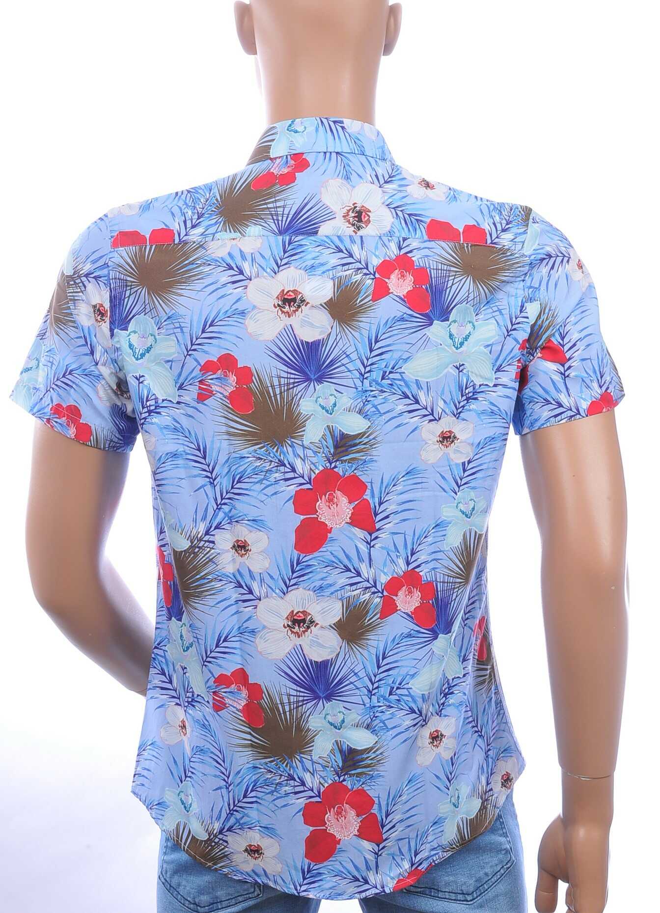 Ferlucci Slim Fit Hawaii Heren Overhemd met Korte Mouwen - Blauw