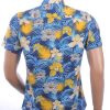 Ferlucci Slim Fit Hawaii Heren Overhemd met Korte Mouwen - Navy