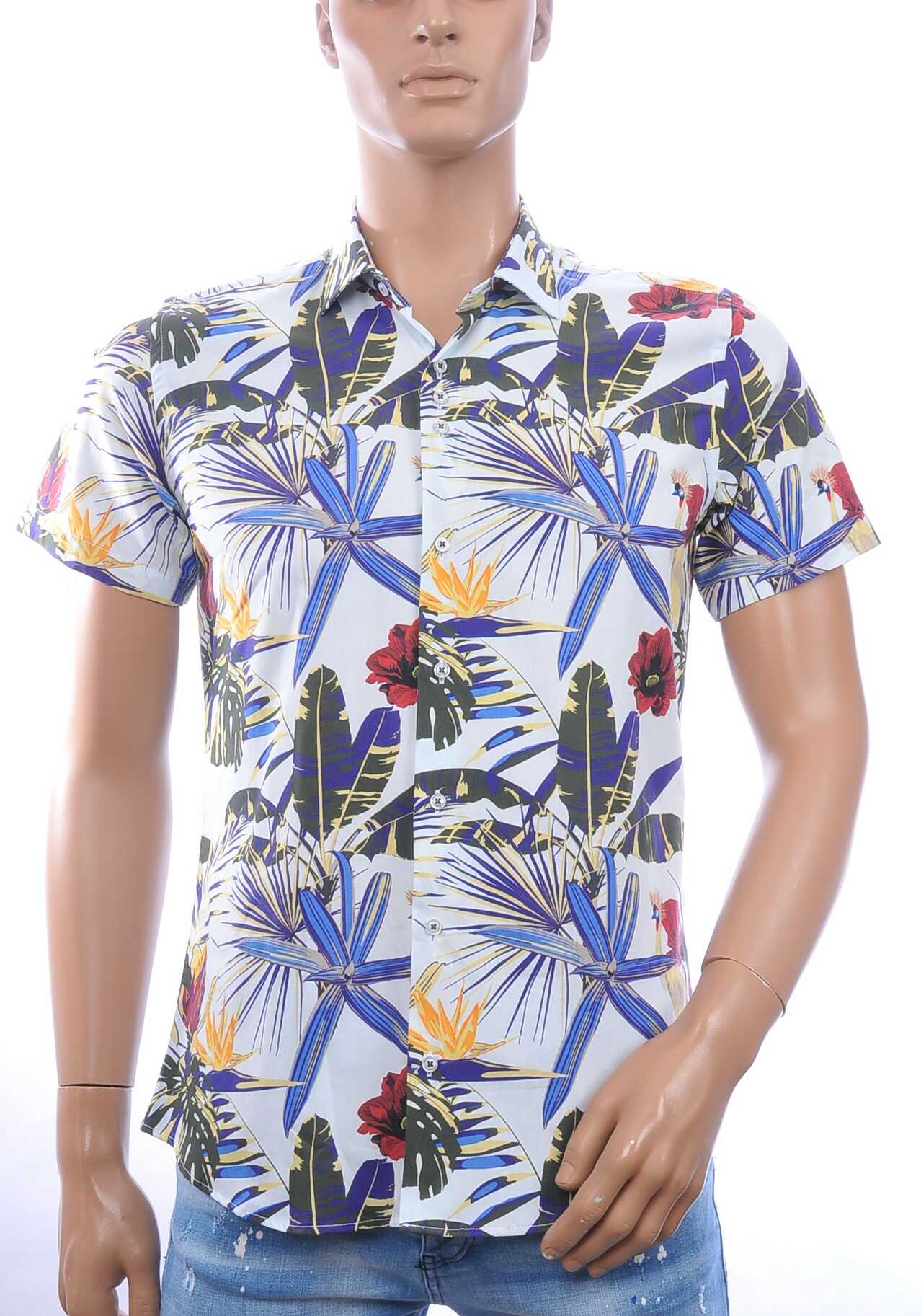 Ferlucci Slim Fit Hawaii Heren Overhemd met Korte Mouwen - Beige