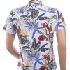 Ferlucci Slim Fit Hawaii Heren Overhemd met Korte Mouwen - Beige