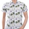 Ferlucci Slim Fit Hawaii Heren Overhemd met Korte Mouwen – Wit