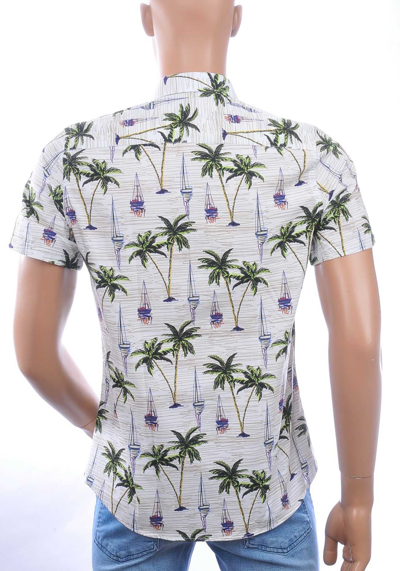 Ferlucci Slim Fit Hawaii Heren Overhemd met Korte Mouwen – Wit