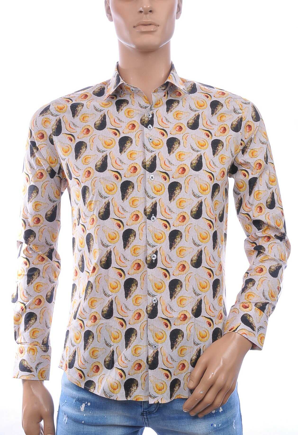 Ferlucci Casual Slim Fit Heren Overhemd met Allover Avocado Dessin –  Beige