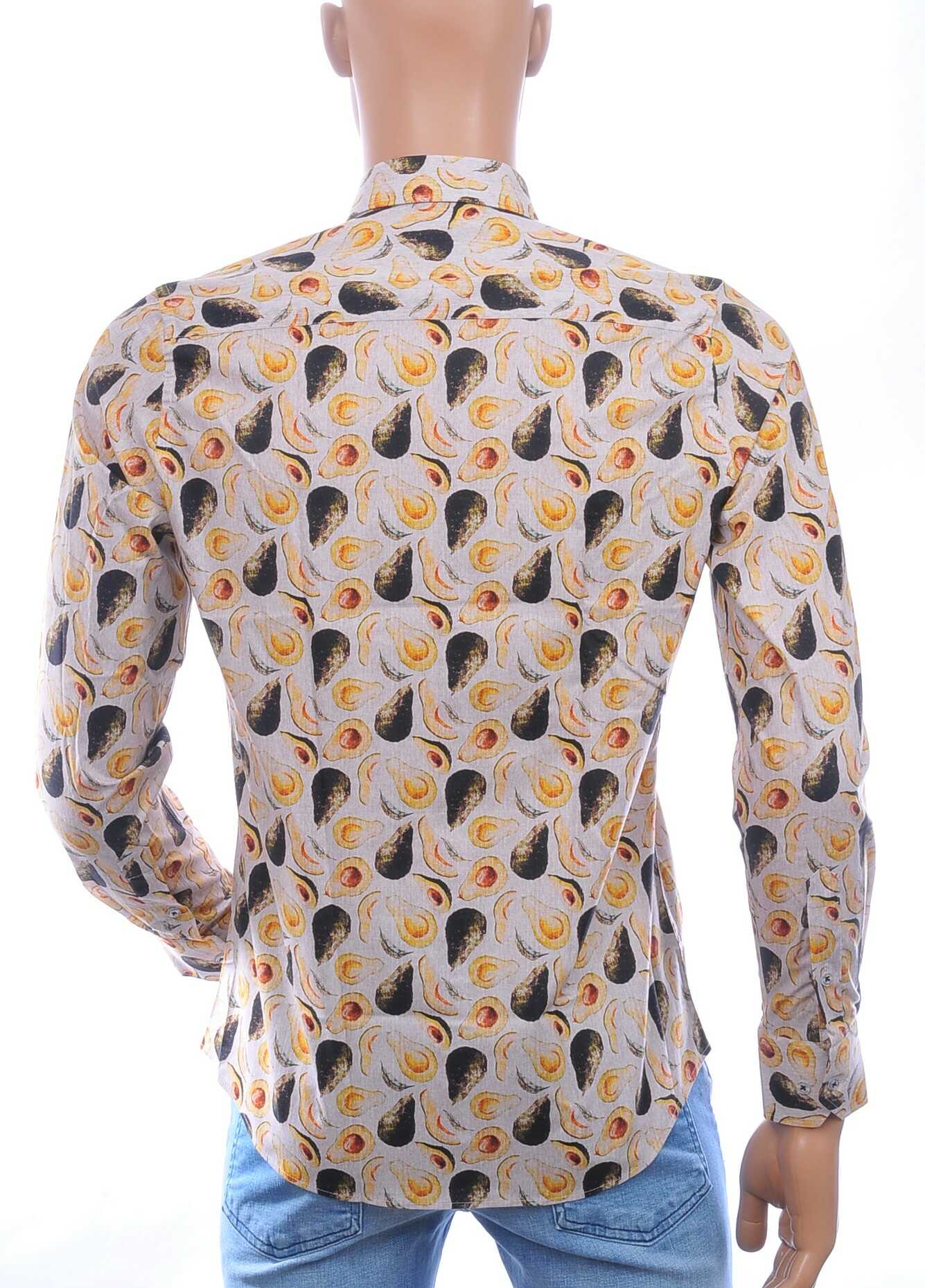 Ferlucci Casual Slim Fit Heren Overhemd met Allover Avocado Dessin –  Beige