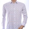 Ferlucci Casual Slim Fit Heren Overhemd met Allover Schildpadjes Dessin – Wit