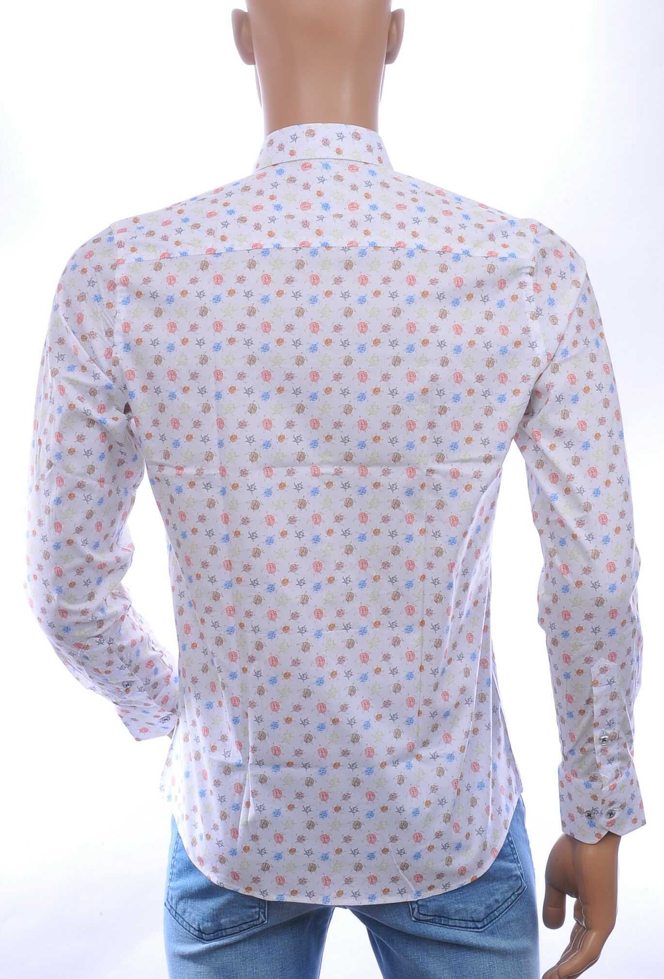 Ferlucci Casual Slim Fit Heren Overhemd met Allover Schildpadjes Dessin – Wit