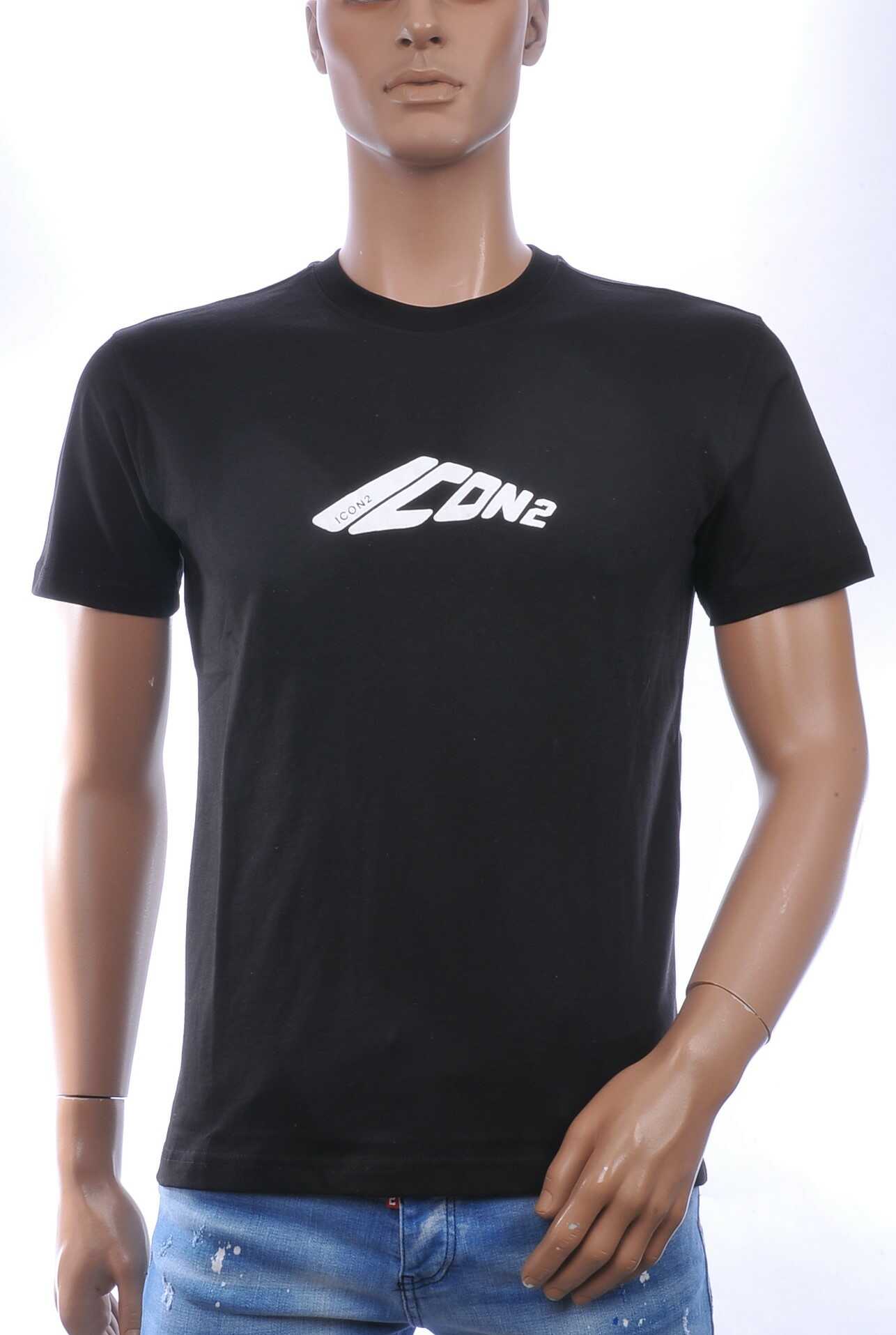 ICON2 Trendy Ronde Hals T-Shirt met 3D Letters Print – Zwart