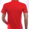 LES DESIGNERS Heren Polo T-Shirt met Leeuwenkop Badge en Goudkleurige Steentjes – Rood
