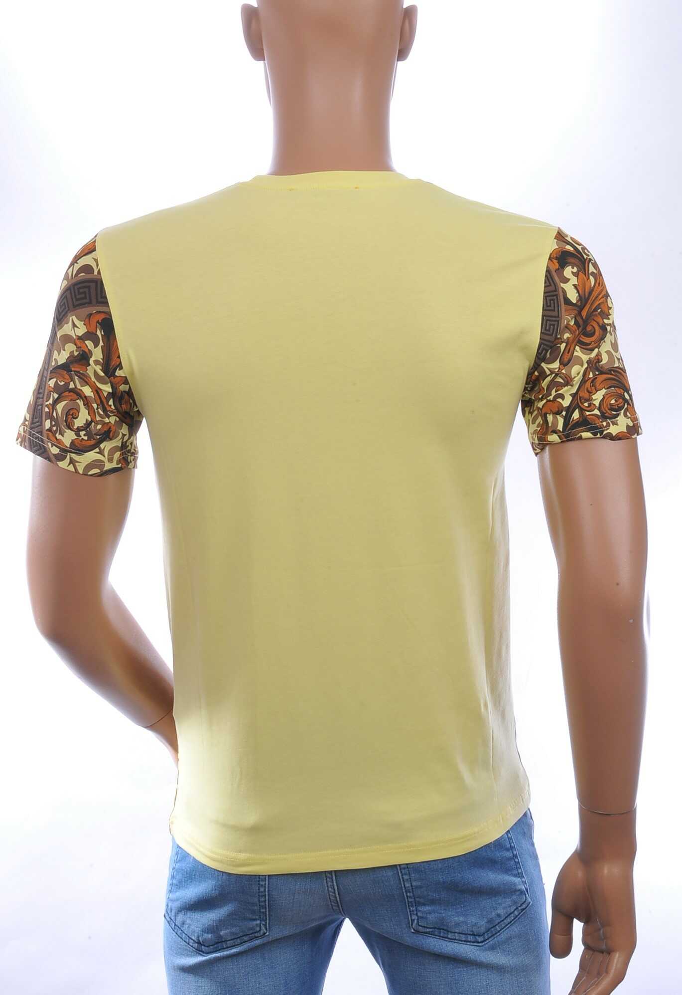 LES DESIGNERS Trendy Ronde Hals Heren T-Shirt met Tijgerkop en Steentjes - Geel