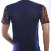 LES DESIGNERS Trendy Ronde Hals Heren T-Shirt met Tijgerkop en Steentjes - Navy