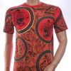 LES DESIGNERS Trendy Ronde Hals Heren T-Shirt met Tijgerkop en Steentjes - Rood