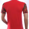 LES DESIGNERS Trendy Ronde Hals Heren T-Shirt met Tijgerkop en Steentjes - Rood