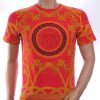 LES DESIGNERS Trendy Ronde hals Heren T-Shirt met Tijgerkop en Steentjes - Rood