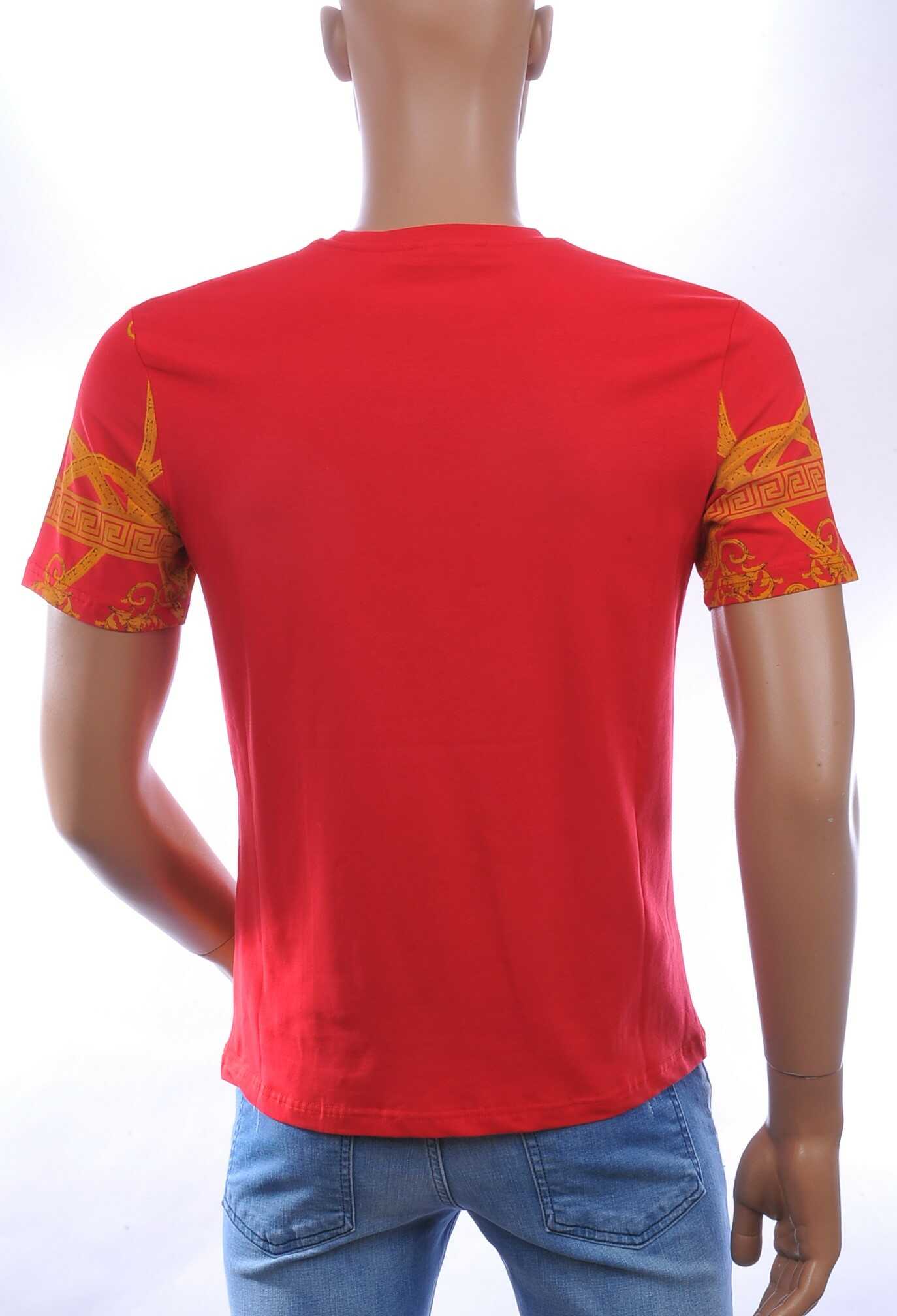 LES DESIGNERS Trendy Ronde hals Heren T-Shirt met Tijgerkop en Steentjes - Rood