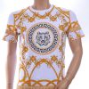 LES DESIGNERS Trendy Ronde hals Heren T-Shirt met Tijgerkop en Steentjes - Wit