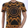 LES DESIGNERS Trendy Ronde hals Heren T-Shirt met Tijgerkop en Steentjes - Zwart