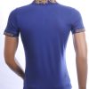 MARI CAVANI Heren Polo T-shirt met Leeuwenkop Badge met Steentjes – Kobalt Blauw
