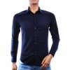 David Newman heren overhemd slim fit donkerblauw met strijkvrije stof – voorkant