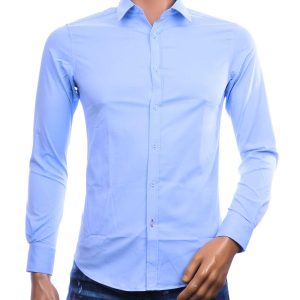 David Newman heren overhemd slim fit lichtblauw met lange mouwen – voorkant