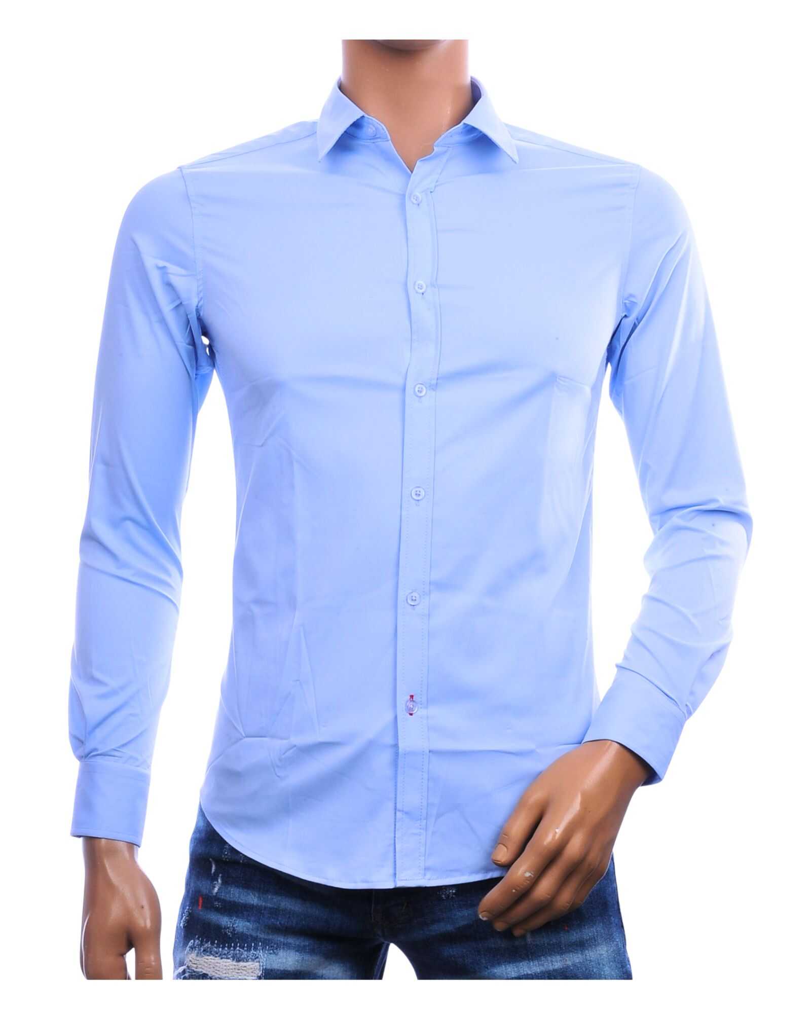 David Newman heren overhemd slim fit lichtblauw met lange mouwen – voorkant
