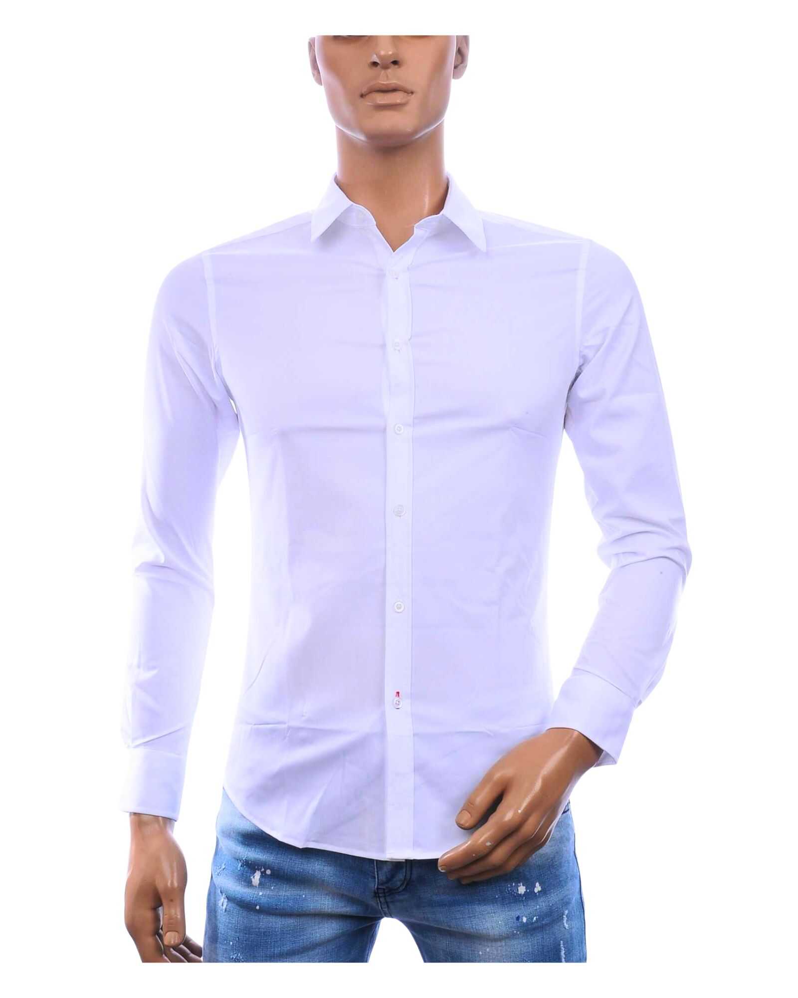 David Newman heren overhemd slim fit wit met lange mouwen – voorkant