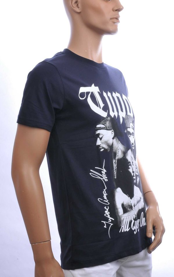 CONTOUR Trendy TUPAC Ronde Hals Heren T-Shirt - Navy | Iconisch TUPAC “All Eyez On Me” Print | Comfortabel en Stijlvol