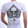 By Bugotti Trendy Slim Fit Ronde Hals Heren Skull T-Shirt met Zilveren Steentjes – Wit