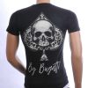 By Bugotti Trendy Slim Fit Ronde Hals Heren Skull T-Shirt met Zilveren Steentjes – Zwart