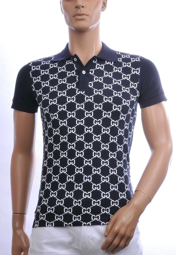 CONTOUR Trendy Allover Modern Dessin Heren Polo T-shirt – Navy | Comfortabele en Stijlvolle voor Elk Seizoen