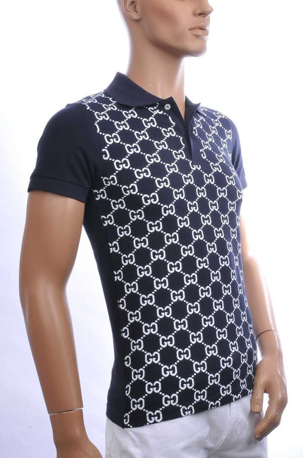 CONTOUR Trendy Allover Modern Dessin Heren Polo T-shirt – Navy | Comfortabele en Stijlvolle voor Elk Seizoen