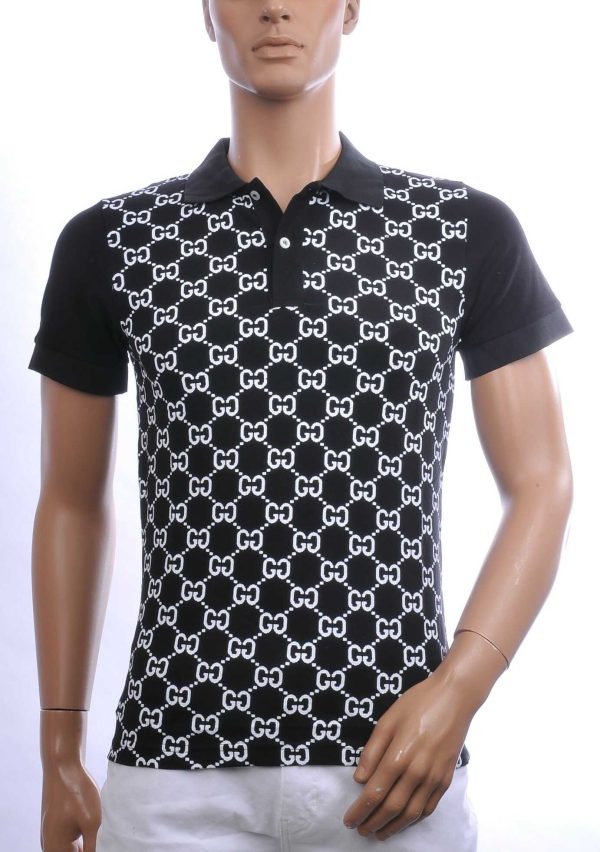 CONTOUR Trendy Allover Modern Dessin Heren Polo T-shirt – Zwart | Comfortabele en Stijlvolle voor Elk Seizoen