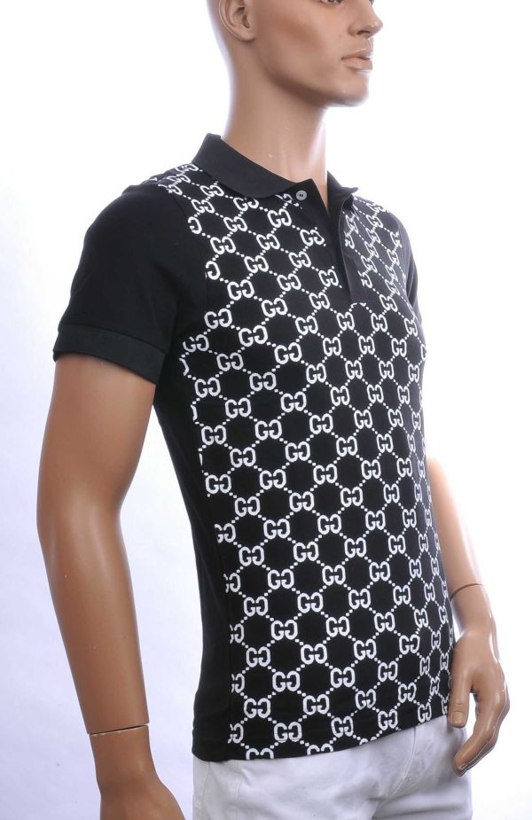 CONTOUR Trendy Allover Modern Dessin Heren Polo T-shirt – Zwart | Comfortabele en Stijlvolle voor Elk Seizoen