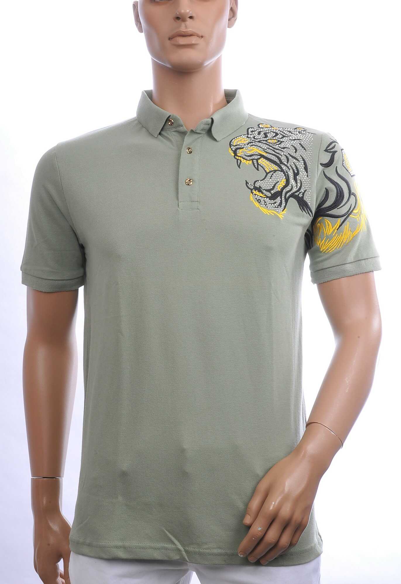 CI-BORG Trendy Heren Polo T-Shirt met Geborduurde Tijgerkop – Groen | Comfortabel, Stijlvol en Perfect voor Elke Seizoen