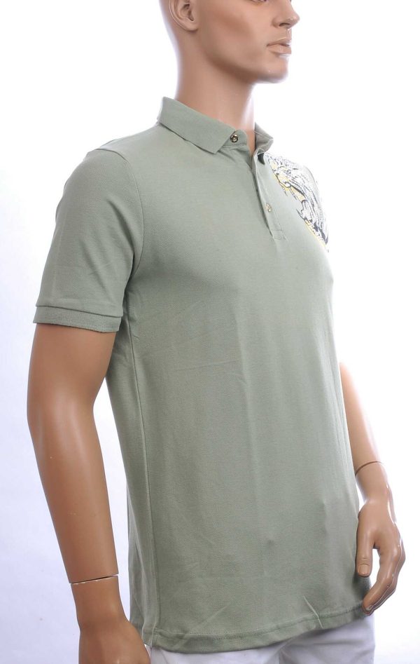 CI-BORG Trendy Heren Polo T-Shirt met Geborduurde Tijgerkop – Groen | Comfortabel, Stijlvol en Perfect voor Elke Seizoen