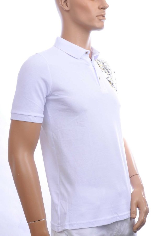 CI-BORG Trendy Heren Polo T-Shirt met Geborduurde Tijgerkop – Wit | Comfortabel, Stijlvol en Perfect voor Elke Seizoen