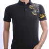 CI-BORG Trendy Heren Polo T-Shirt met Geborduurde Tijgerkop – Zwart | Comfortabel, Stijlvol en Perfect voor Elke Seizoen