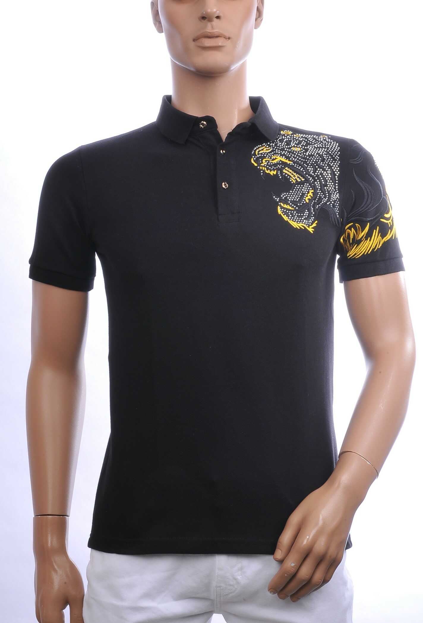 CI-BORG Trendy Heren Polo T-Shirt met Geborduurde Tijgerkop – Zwart | Comfortabel, Stijlvol en Perfect voor Elke Seizoen