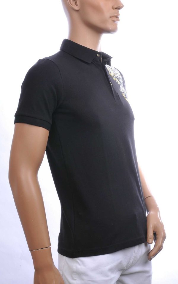 CI-BORG Trendy Heren Polo T-Shirt met Geborduurde Tijgerkop – Zwart | Comfortabel, Stijlvol en Perfect voor Elke Seizoen